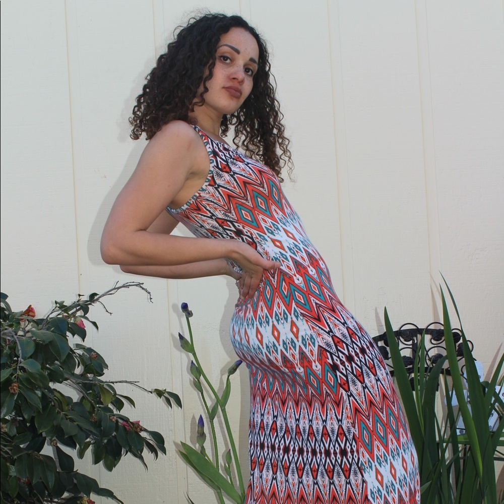 Multi colored Patterned Racer Back Tank Maxi Dress - Picture 7 of 8